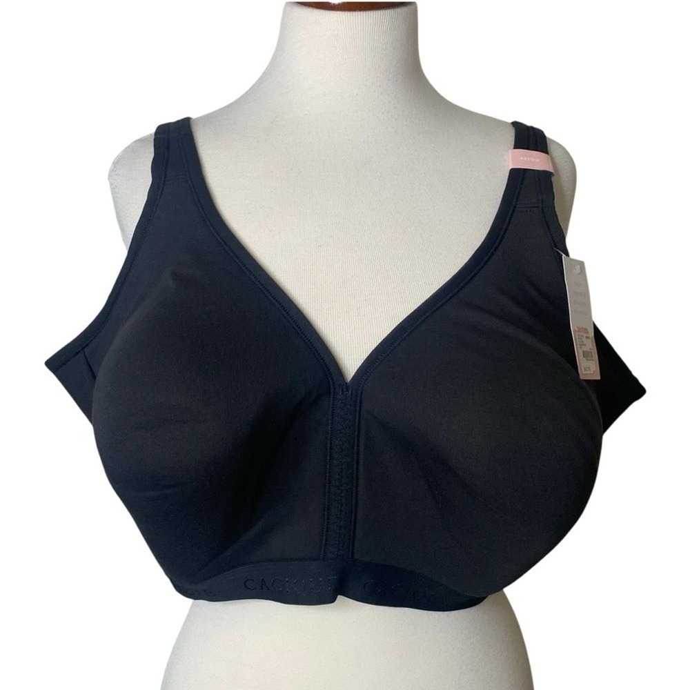 Cacique Size 48DDD Black Bra Lightly Lined No-Wire The Cotton Collection